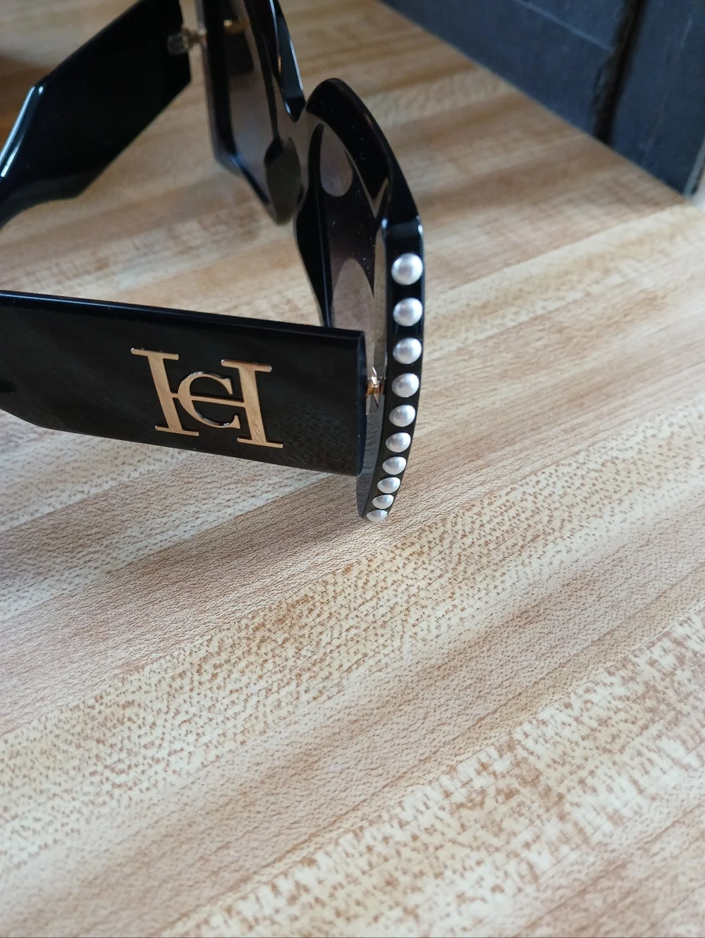 Carolina Herrera Chic Black Sunglasses with Pearl Accents, CH0001/S 8079O - Picture 16 of 16